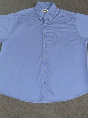 Tri-Mountain Mens Casual Button Down Shirt Light Blue Short Sleeve 3XL RN 88051
